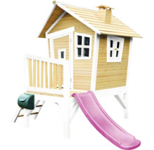 Dřevěný hrací domek se skluzavkou a poštovní schránkou