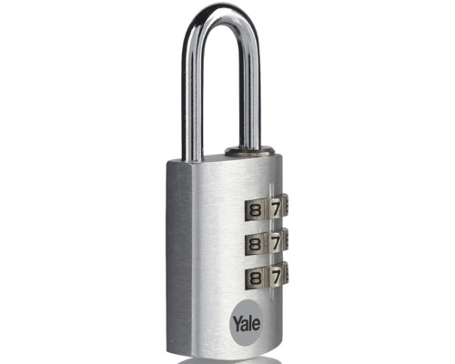 Visací zámek s číselným kódem a logem Yale