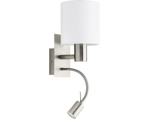 Nástěnné svítidlo s lampovým stínidlem a flexibilním ramenem na čtení