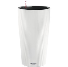 Vysoký bílý květináč se zavlažovacím systémem