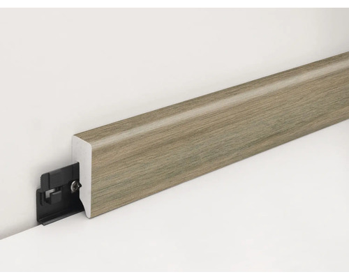 Dřevěná podlahová lišta s upevňovací sponou