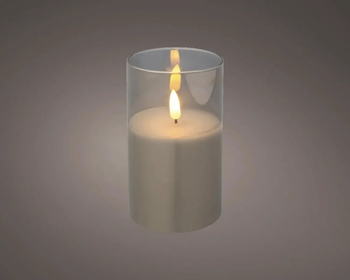 LED svíčka vosková ve skle Ø7,5 x 12,5 cm 1 ks kouřová šedá
