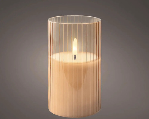 LED svíčka vosková ve skle Ø7,5 x 12,5 cm 1 ks růžová