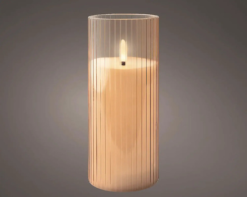 LED svíčka vosková ve skle Ø7,5 x 17,5 cm 1 ks růžová