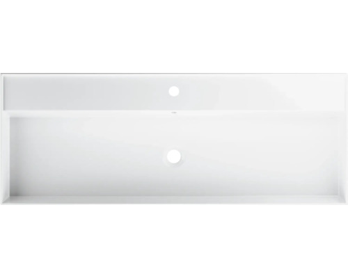 Umyvadlo z sanitární keramiky s otvorem pro baterii a přepadem