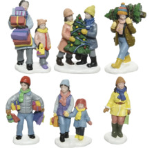 Sada figurek se zimními dětmi a vánočními nákupy