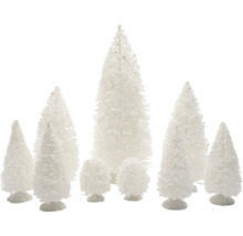 Dekorativní bílé vánoční stromky různých velikostí