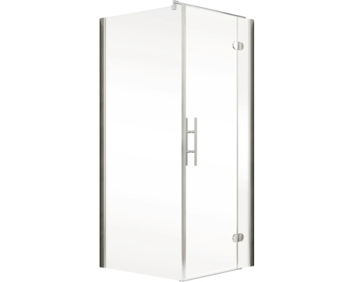 Rohová sprcha se skleněnými dveřmi a madlem