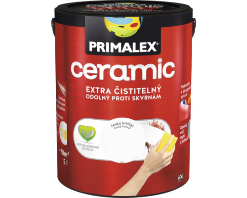 Barva na zeď Primalex Ceramic Český křišťál bílá 5 l Kbelík barvy Primalex Ceramic