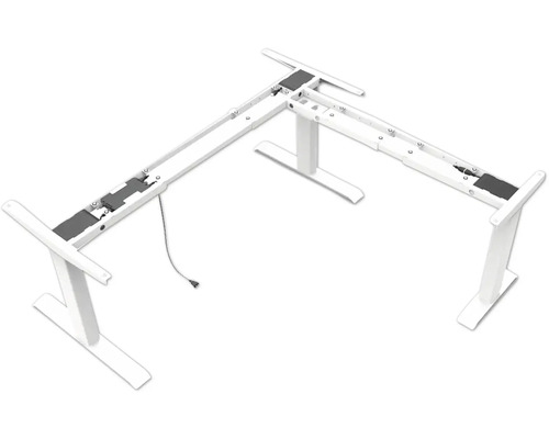 Bílý, výškově nastavitelný rám rohového stolu