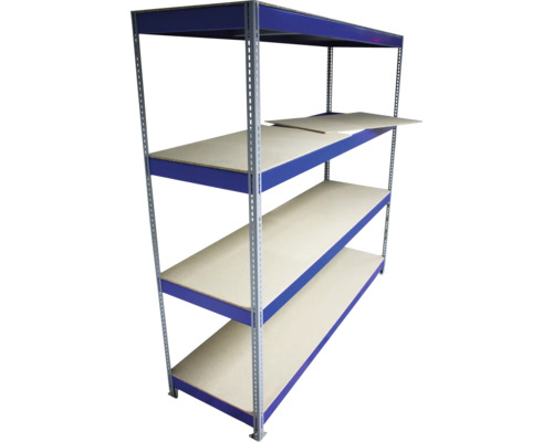 Regál se čtyřmi úrovněmi a kovovým rámem