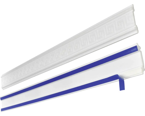 Samolepicí lišta na zeď Ramona 1,5 m Dvě bílé ozdobné lišty se vzorem a montážní páskou