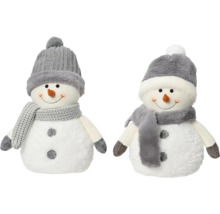 Dva látkoví sněhuláci s čepicemi a šálami