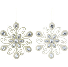 Dva stříbrné ozdobné vločky na vánoční stromek