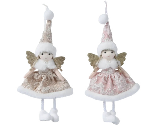 Dva ozdobní vánoční andělé k zavěšení