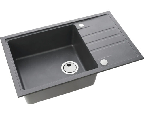 Tmavě šedý dřez s odkapávací plochou