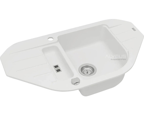 Rohová granitový dřez Alveus s odkapávací plochou