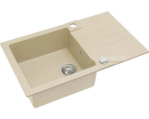 Béžový kompozitní kuchyňský dřez s odkapávací plochou