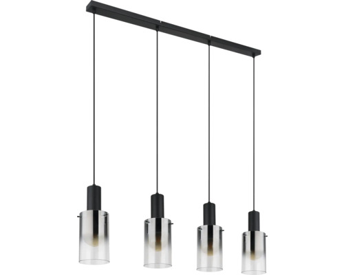 Závěsná lampa se čtyřmi žárovkami a skleněnými stínítky