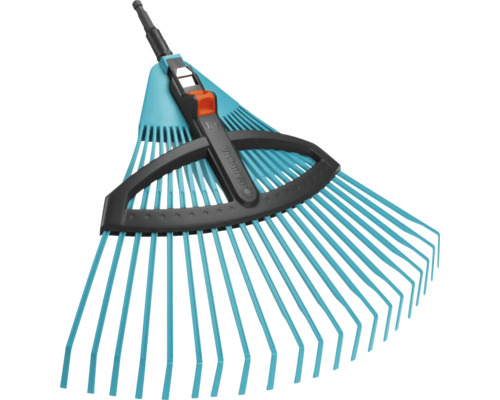 Nastavitelné hrábě Gardena s plastovými zuby.