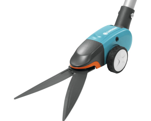 Logo Gardena, nůžky na trávu s kolečky