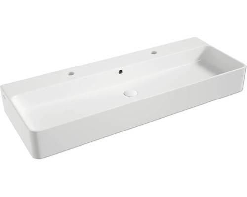 Dvojumyvadlo na desku Jungborn Three sanitární keramika bílá 1100 x 420 x 135 mm Obdélníkové umyvadlo na desku z keramiky