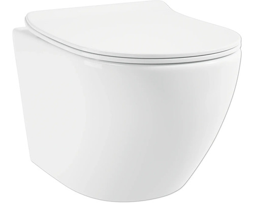 Sada závěsného WC Jungborn FOUR hluboké splachování bez splachovacího okraje lesklá bílá s WC sedátkem