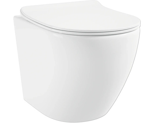 Zvýšené závěsné WC set Jungborn FOUR hluboké splachování bez splachovacího kruhu vč. WC prkénka výška 40,5 cm