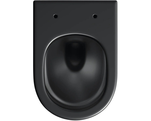 Černá keramická závěsná toaleta, pohled shora