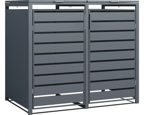 Box na popelnice pro dvě popelnice s vodorovnými lamelami