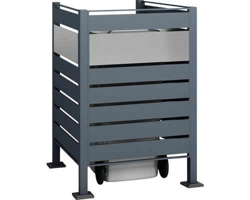 Box na popelnice s vodorovnými lamelami a popelnicí