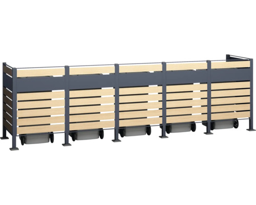 Box na popelnice s dřevěným obkladem a kolečky