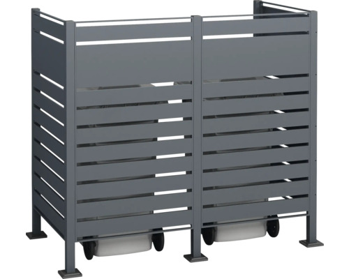 Box na popelnice pro dvě popelnice s vodorovnými lamelami