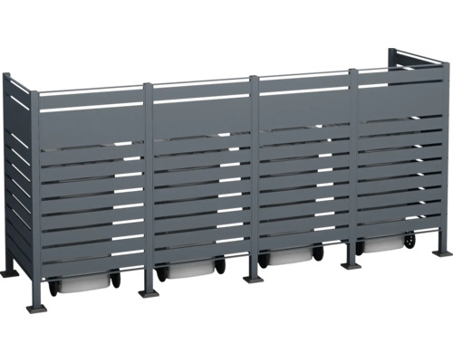 Kontejnerový box pro čtyři popelnice s lamelami z hliníku