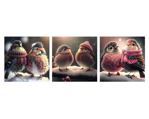 Obraz na plátně Birds 3x 25x25 cm