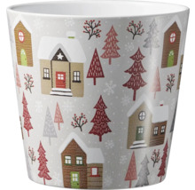 Květináč se vzorem zimního domu a vánočního stromku