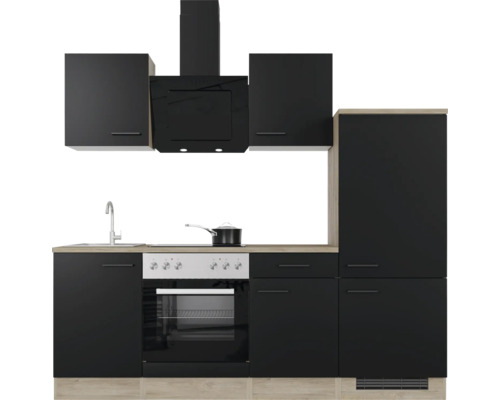 Kompletní kuchyně s dřezem, sporákem, troubou, digestoří a skříňkami