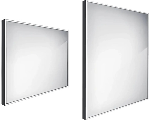 LED zrcadlo do koupelny s osvětlením Nimco 80 x 70 cm v černém rámu IP44 ZPC 13003-90