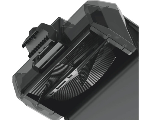 Vnitřní pohled na skartovačku s řezacím mechanismem