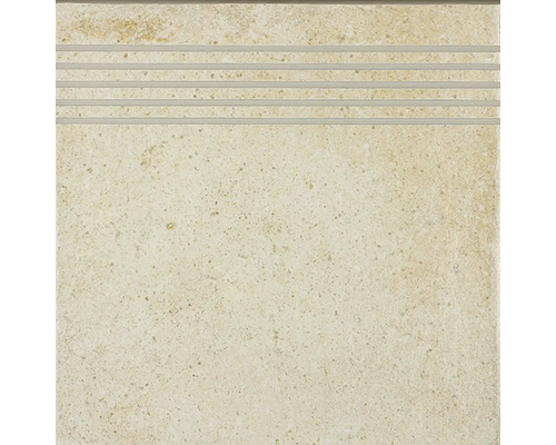 Schodovka imitace kamene Rustic sand 29,8 x 29,8 cm Béžová schodová dlaždice s drážkami pro vnitřní použití