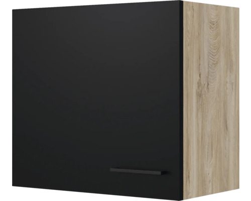 Kuchyňská skříňka horní s dvířky Flex Well Capri ŠxHxV 60 x 32 x 54,8 cm čelo černá matná korpus divoký dub