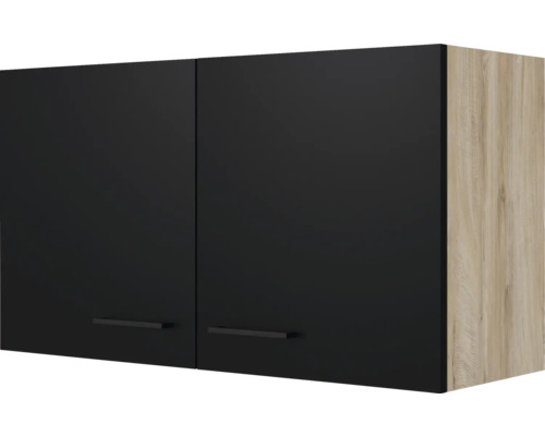 Kuchyňská skříňka horní s dvířky Flex Well Capri ŠxHxV 100 x 32 x 54,8 cm čelo černá matná korpus divoký dub