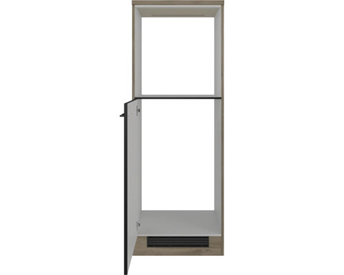 Kuchyňská spodní skříňka s otevřenými dvířky pro ukládání kuchyňských potřeb