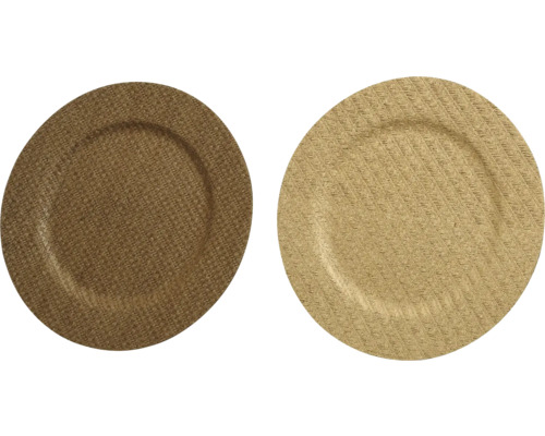 Talíř porcelánový, různé barvy Dvě kulaté prostírání s tkanou texturou