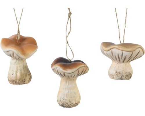 Dekorativní keramické přívěsky ve tvaru houby se šňůrkou na zavěšení