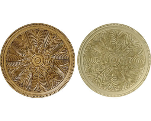 Dvě kulaté stropní rozety s motivem listů
