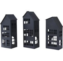 Tři dekorativní kovové domy v architektonickém stylu