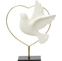 Dekorativní figurka holubice se srdcovým rámem na podstavci