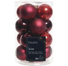 Balení červených skleněných vánočních koulí, průměr 3,5 cm, 16 kusů