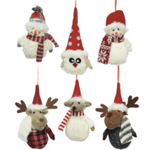 Sada ozdob na vánoční stromeček se sněhulákem, losem, sovou a medvědem